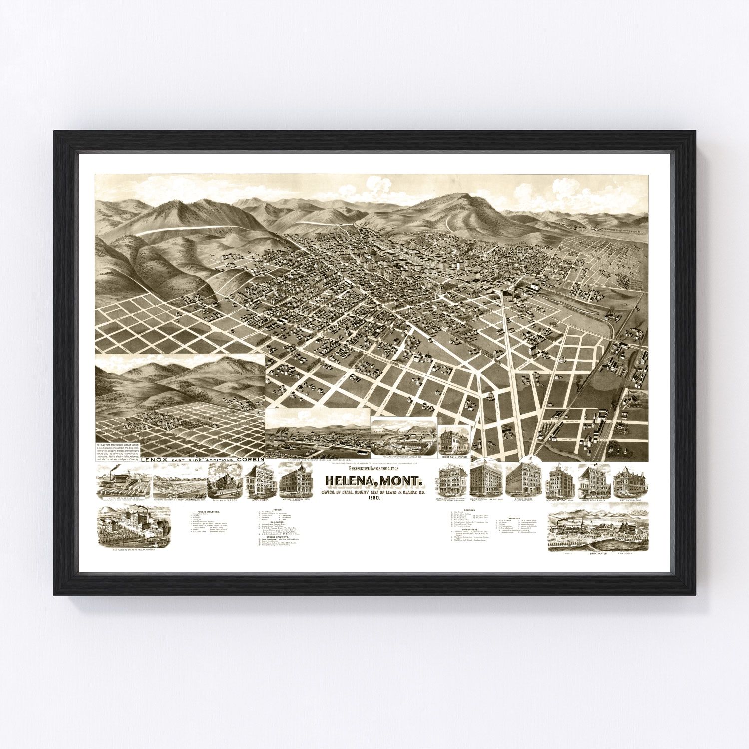 Vintage Map of Helena, Montana 1890