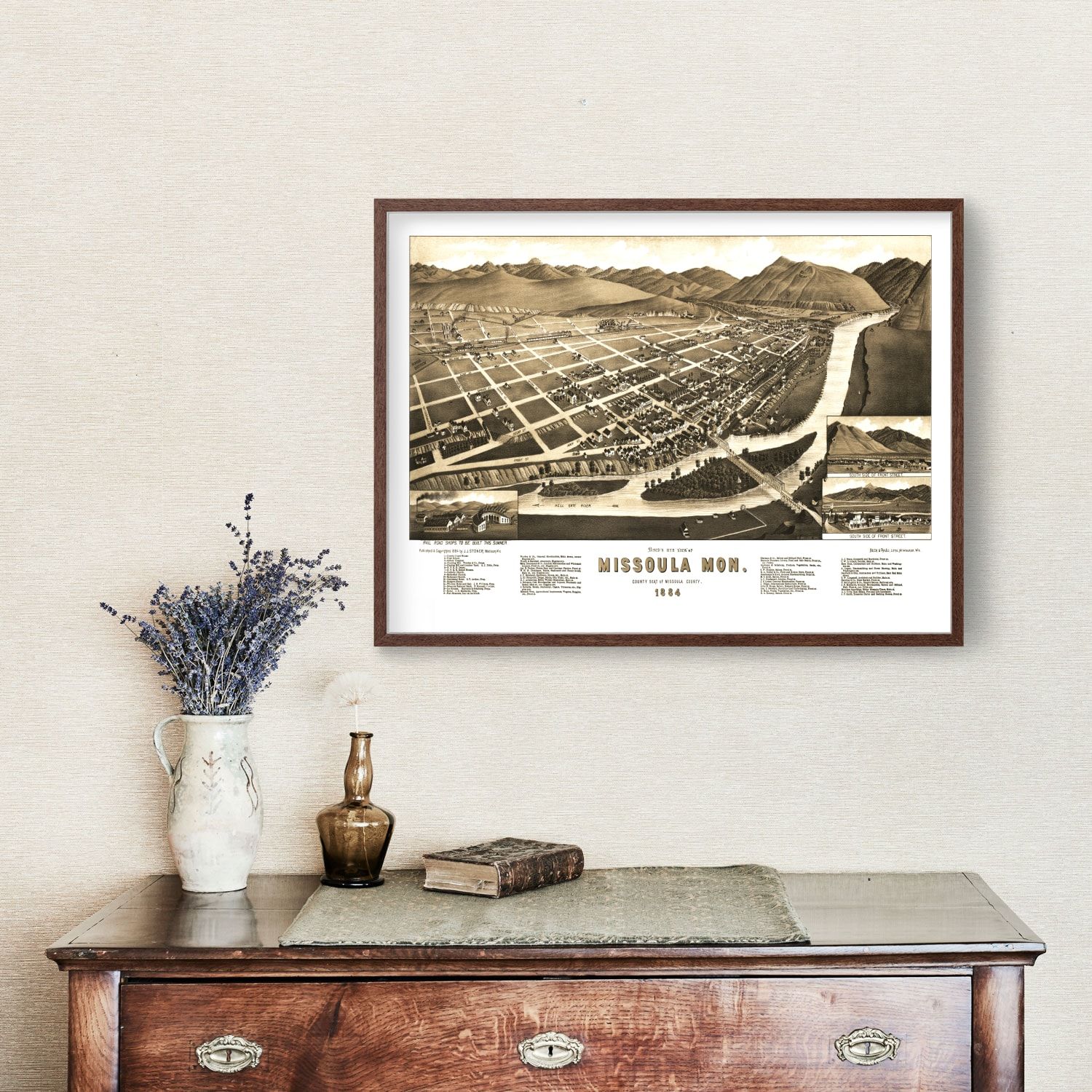 Vintage Map of Missoula, Montana 1884