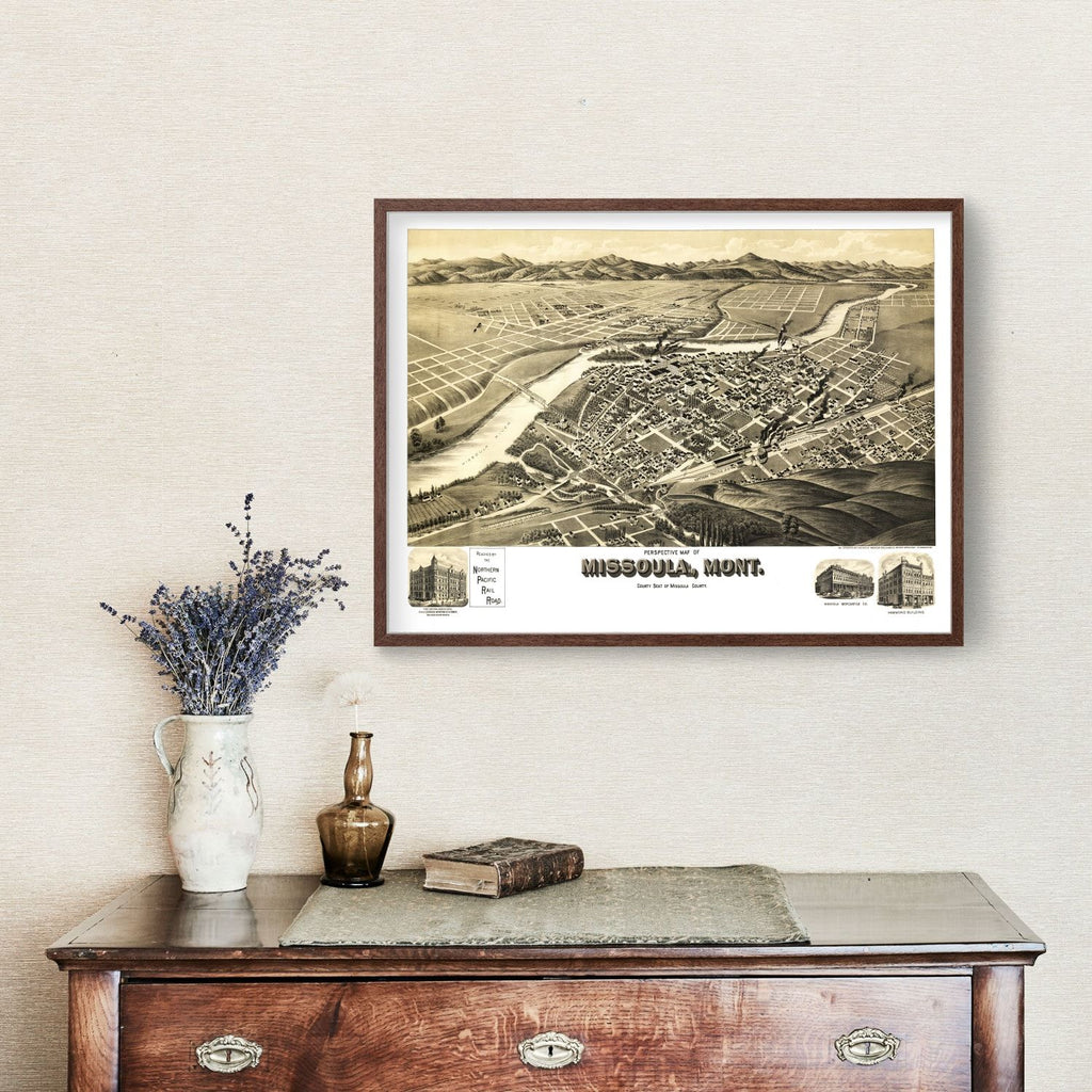 Vintage Map of Missoula, Montana 1891
