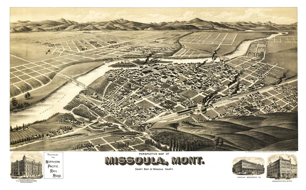 Vintage Map of Missoula, Montana 1891