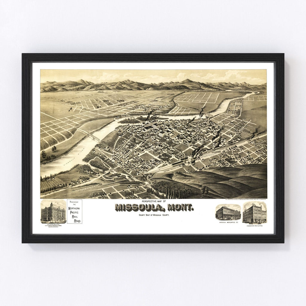 Vintage Map of Missoula, Montana 1891