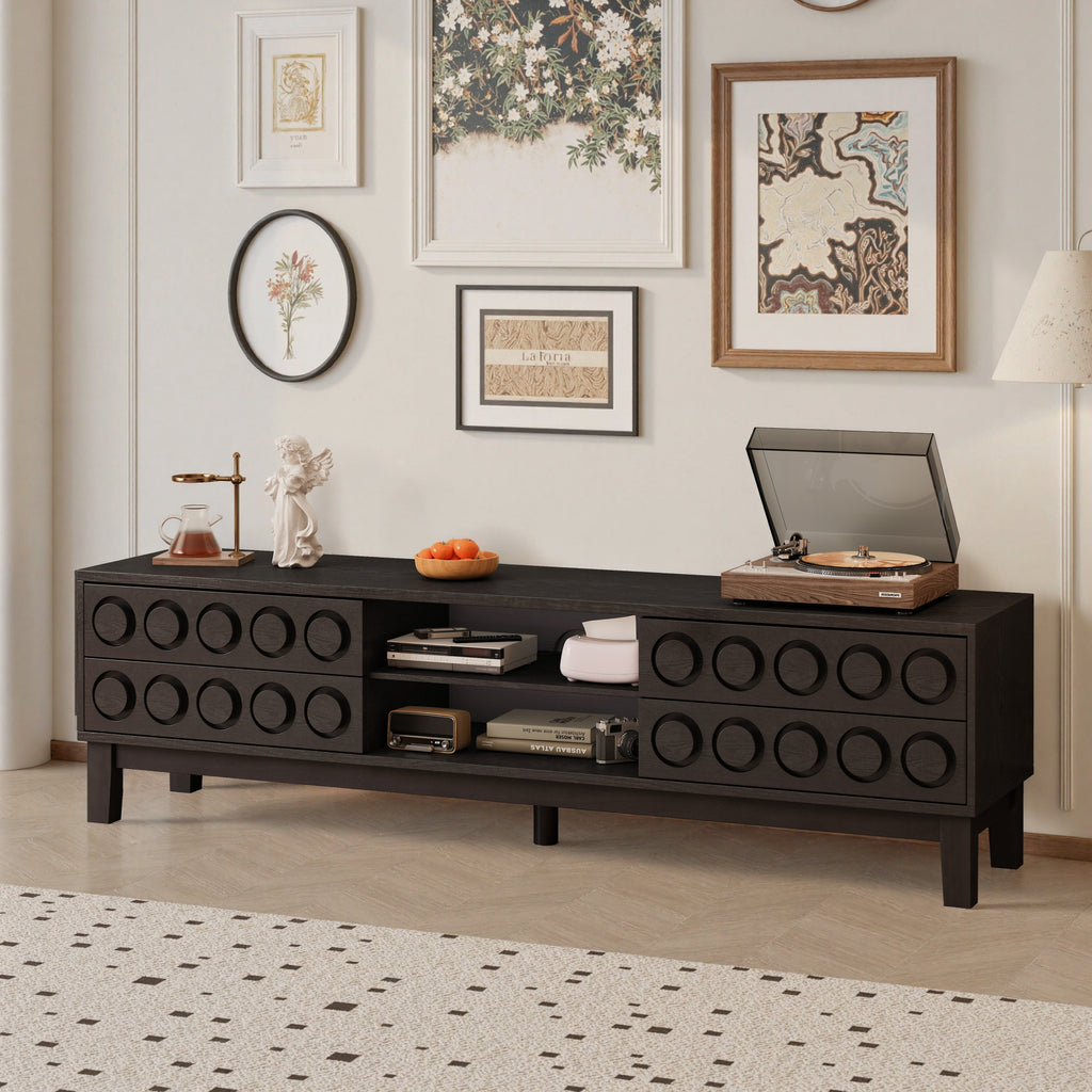 TV Stand for TVs up to 75', Media Console with 4 Drawers, Entertainment Center with Storage for Living Room and Bedroom(Black)