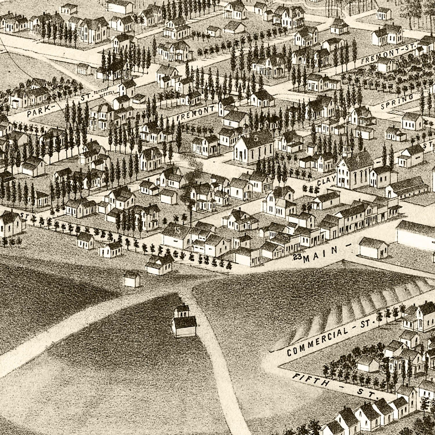 Vintage Map of Dayton, Washington 1884