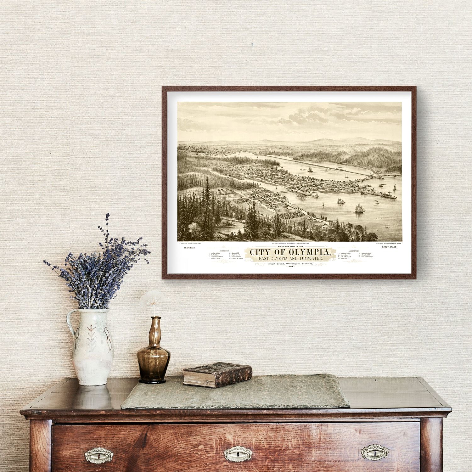 Vintage Map of Olympia, Washington 1878