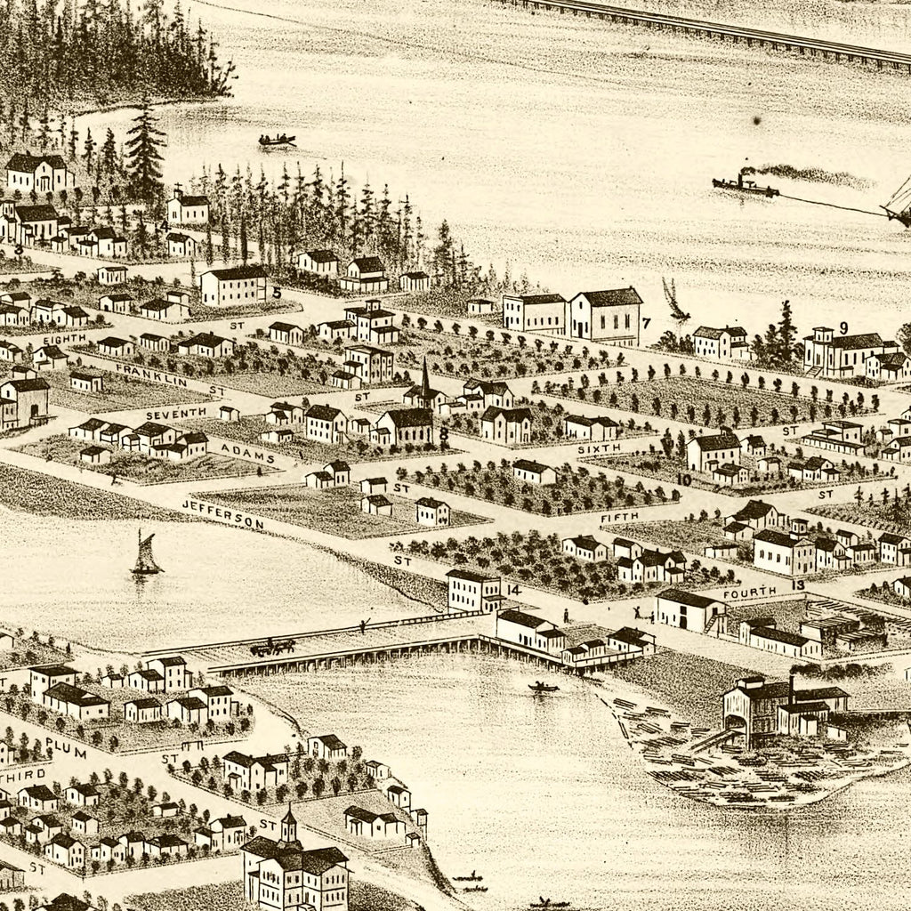 Vintage Map of Olympia, Washington 1878