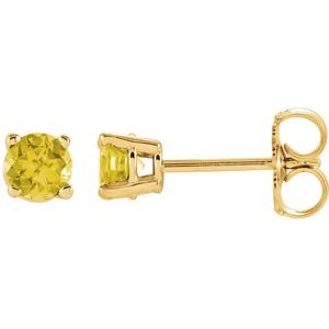 14K Yellow Gold 4 mm Natural Yellow Sapphire Earrings
