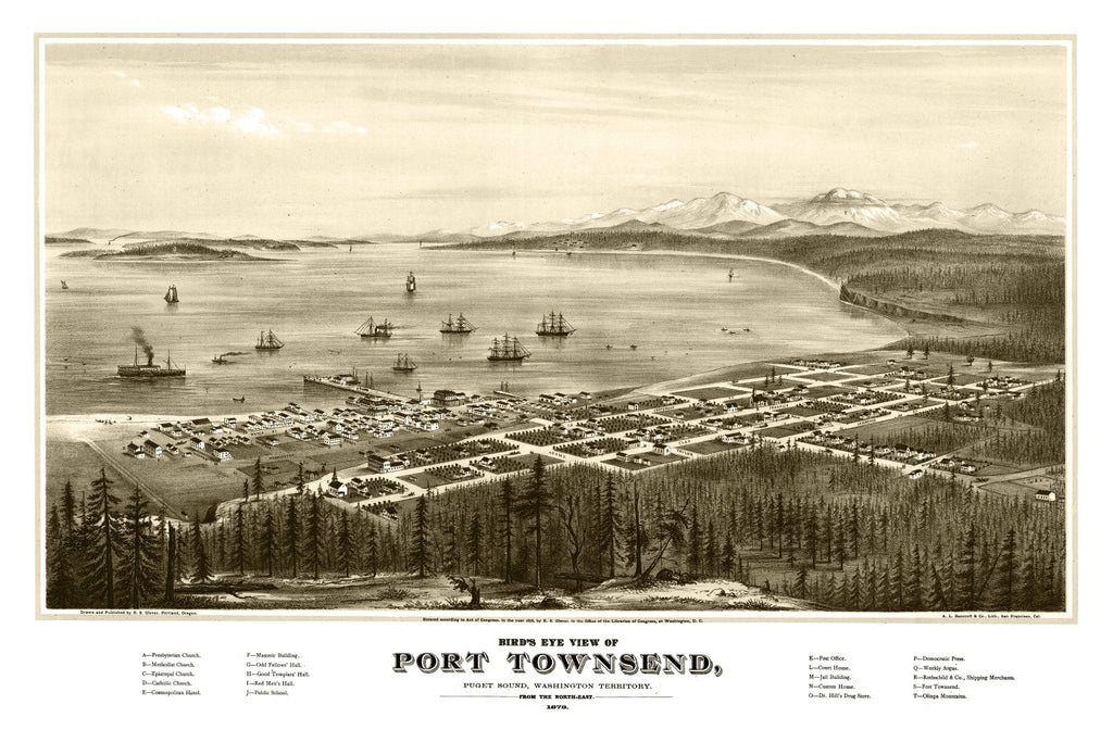 Vintage Map of Port Townsend, Washington 1878