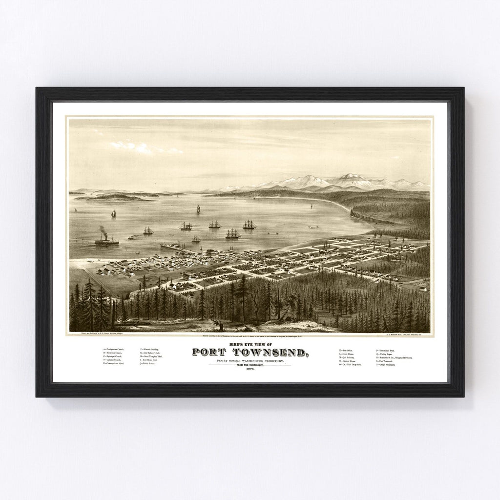 Vintage Map of Port Townsend, Washington 1878