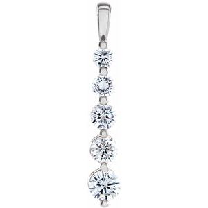 18K White Gold 1 CTW Natural Diamond Journey Graduated Pendant