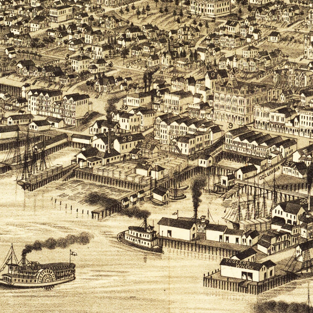 Vintage Map of Seattle, Washington 1884