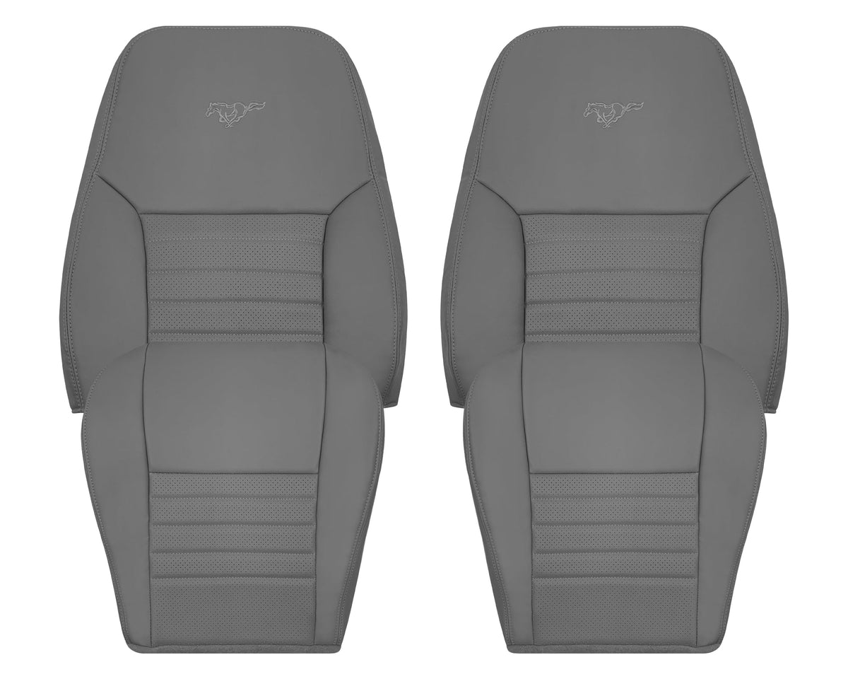 1999-2004 Ford Mustang GT V8 Replacement Cowhide Leather OR Synthetic Leather Seat Cover: Gray, Perforated