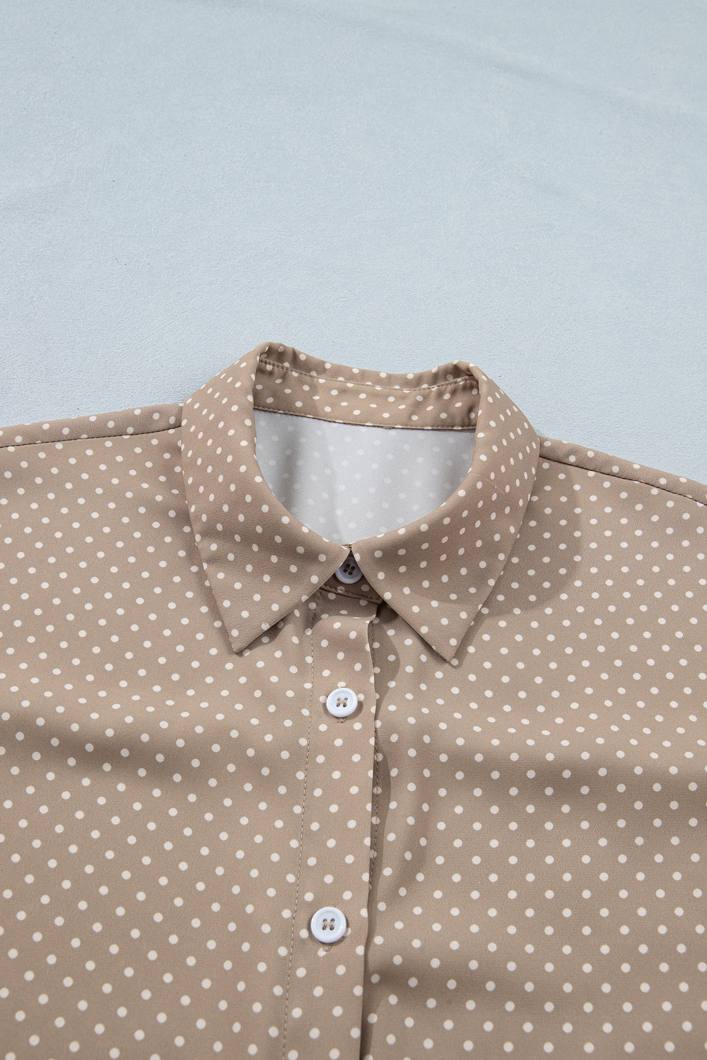 Polka Dot Cuffed Short Sleeve Buttoned Shirt