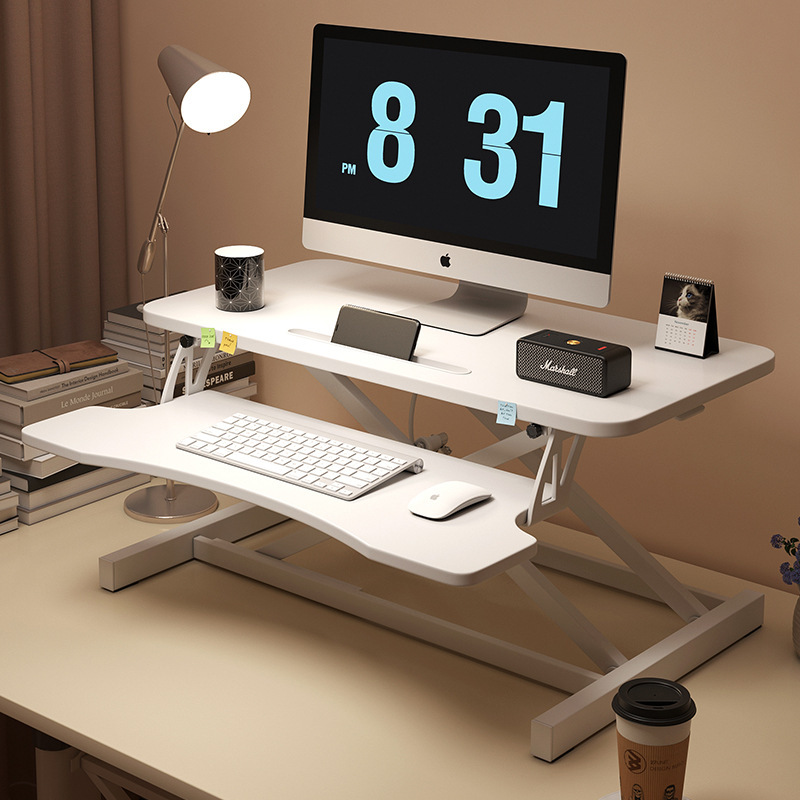 32 Inch Desk Converter, Height Adjustable Sit to Stand Riser, Dual Monitor and Laptop Workstation with Wide Keyboard Tray, Standing Computer Desk, WHITE ( BACK TO SCHOOL )