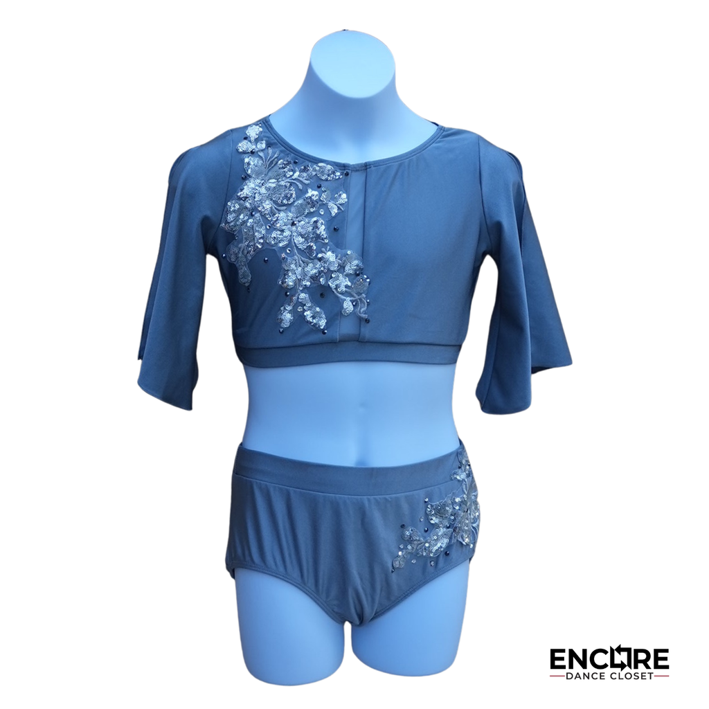 Gray Two-Piece with Silver Appliques