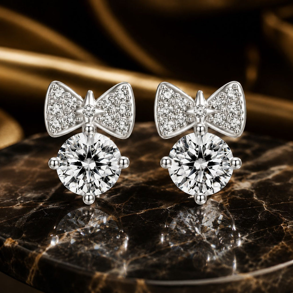 925 Sterling Silver Earrings with CZ and White Gold Plating for Women