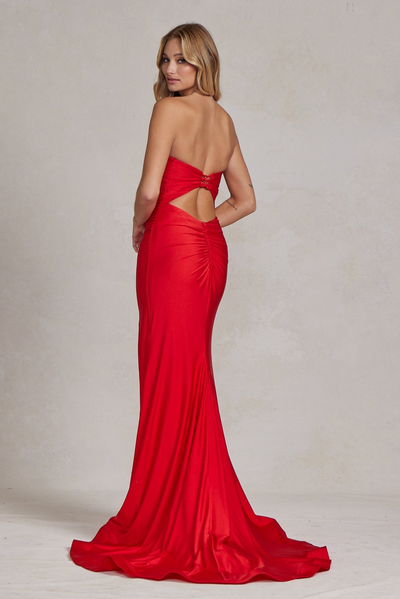 Strapless Solid Prom Sheath Dress w/ Sweetheart Neckline & Eye-Catching Leg Slit NXT1139