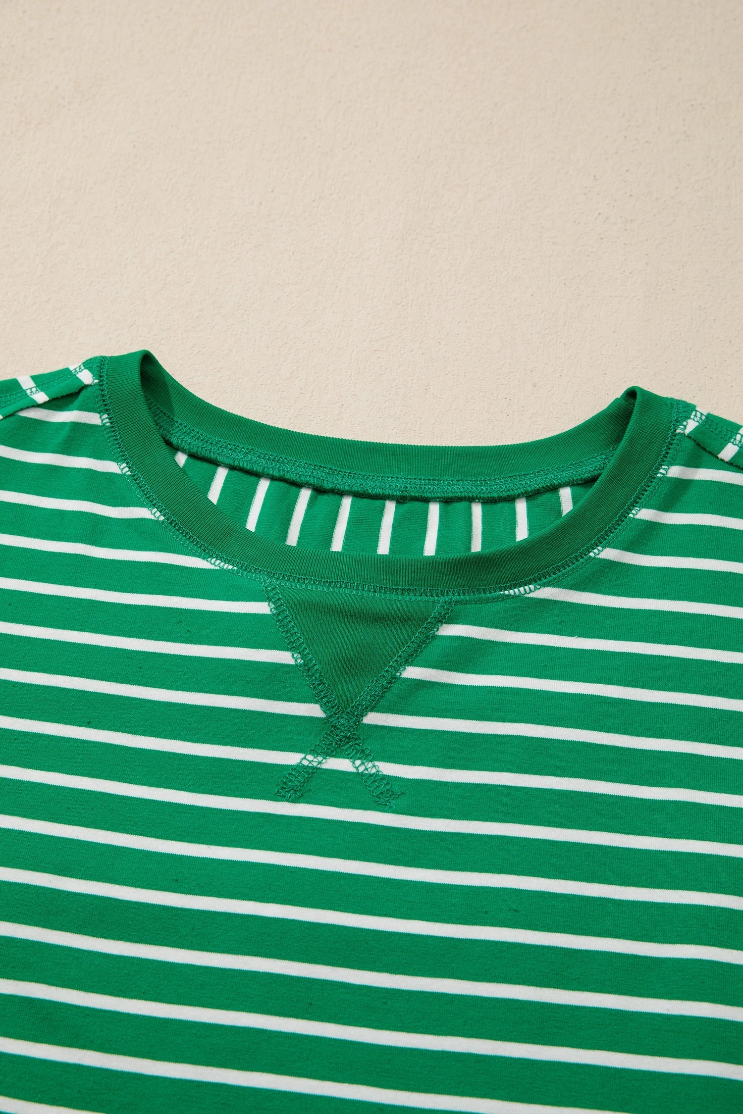 Stripe Ribbed Patchwork Short Sleeve Tee