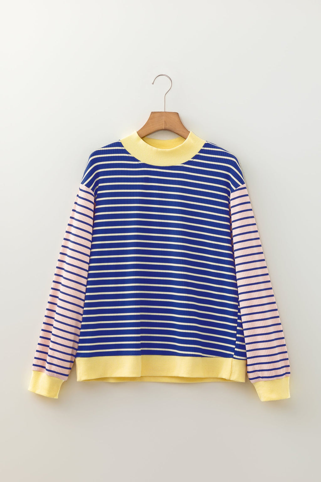 Stripe Colorblock Long Sleeve Crewneck Pullover Top