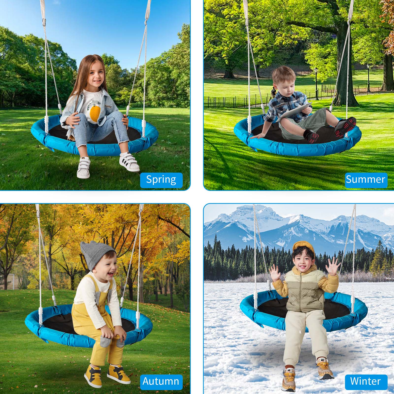 Metal Swing Set for Kids – Outdoor Playground Equipment with Disc Swing