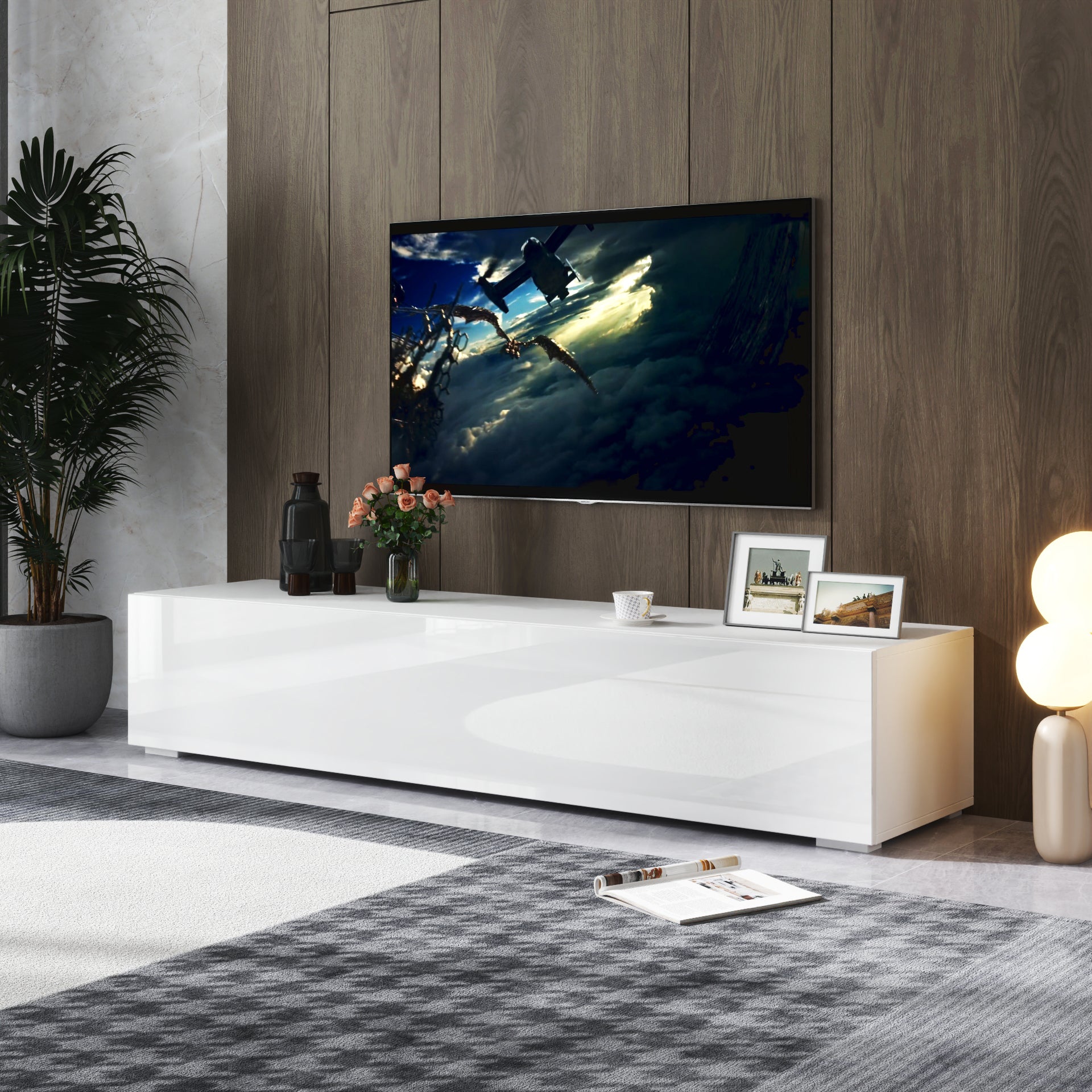 Modern Entertainment Center with Storage   Media Console for Living Room