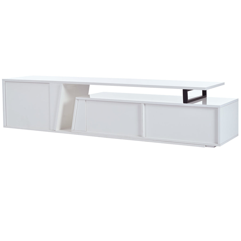 U-Can Modern, Minimalist Rectangle Extendable TV Stand, TV Cabinet with 2 Drawers and 1 Cabinet for Living Room, Up to 100''