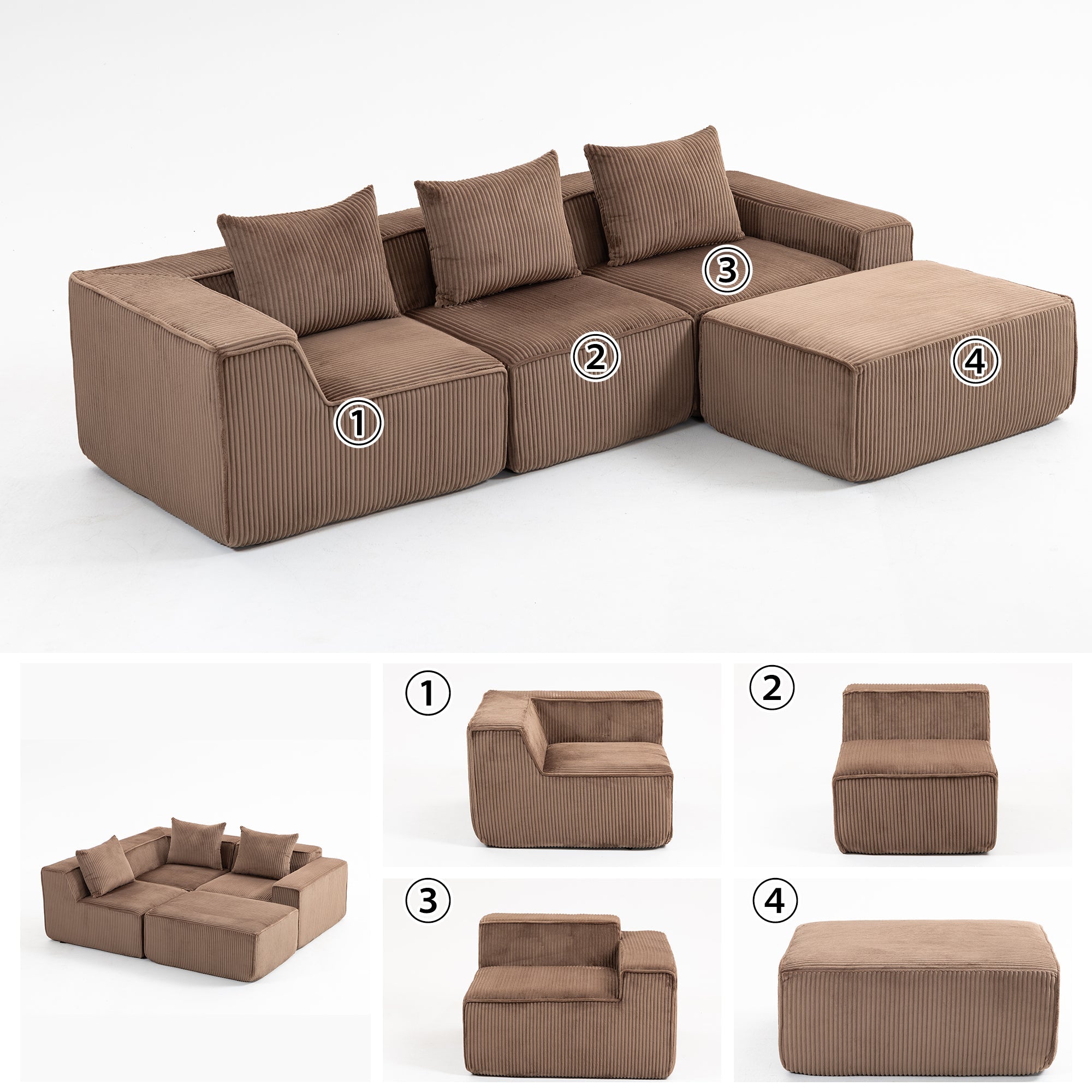 Multi person modular compression sofa that can be freely combined-33005-4