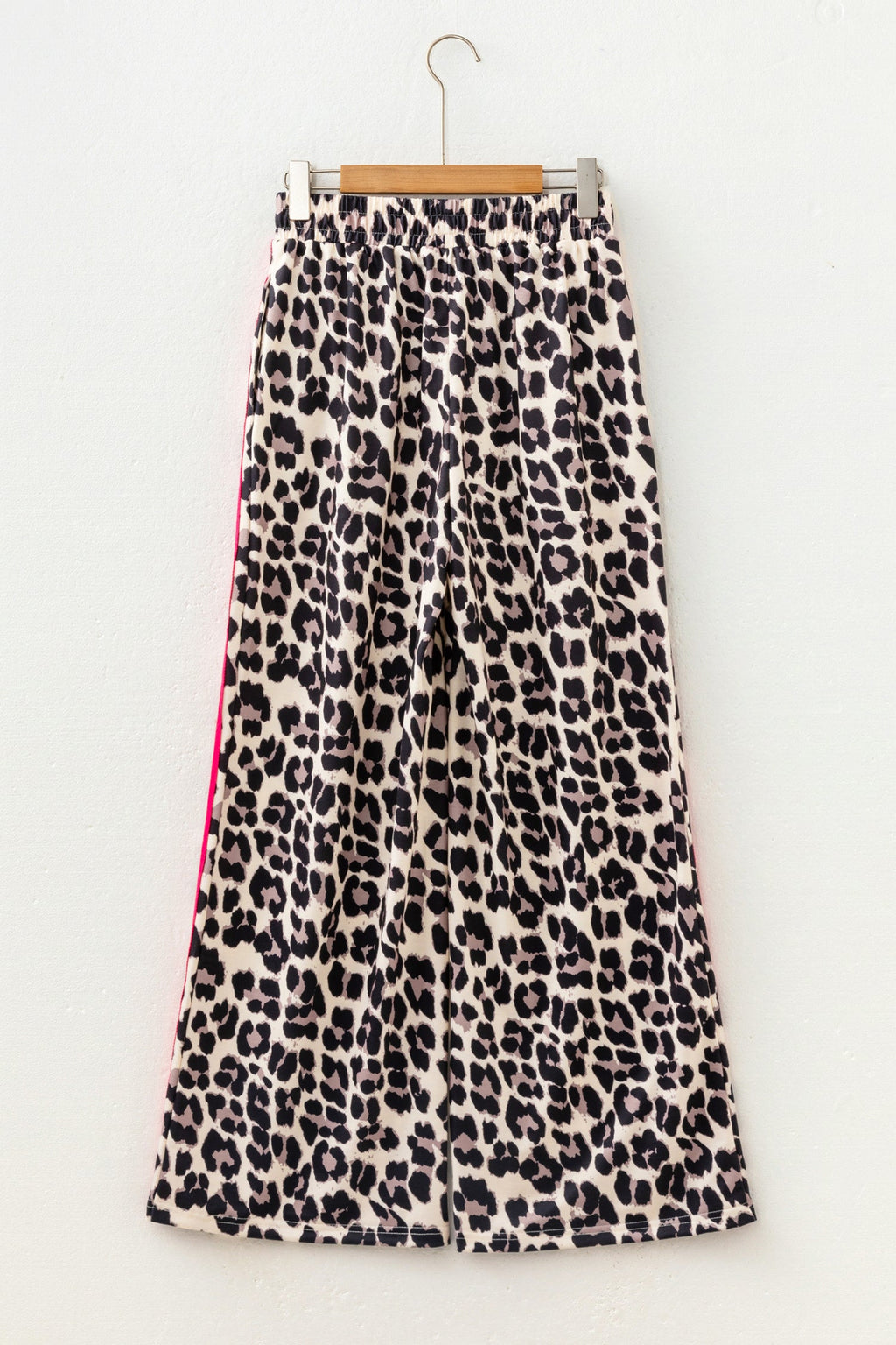 Leopard Tie Waist Contrast Detail Casual Pants