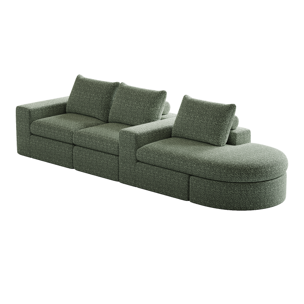 99-Inch Chenille Cloud Curved Sectional Sofa with Chaise, L-Shaped Modern Boneless Couch with Deep Seats, Chenille Sectional Sofa for Living Room and Bedroom, No Assembly Required