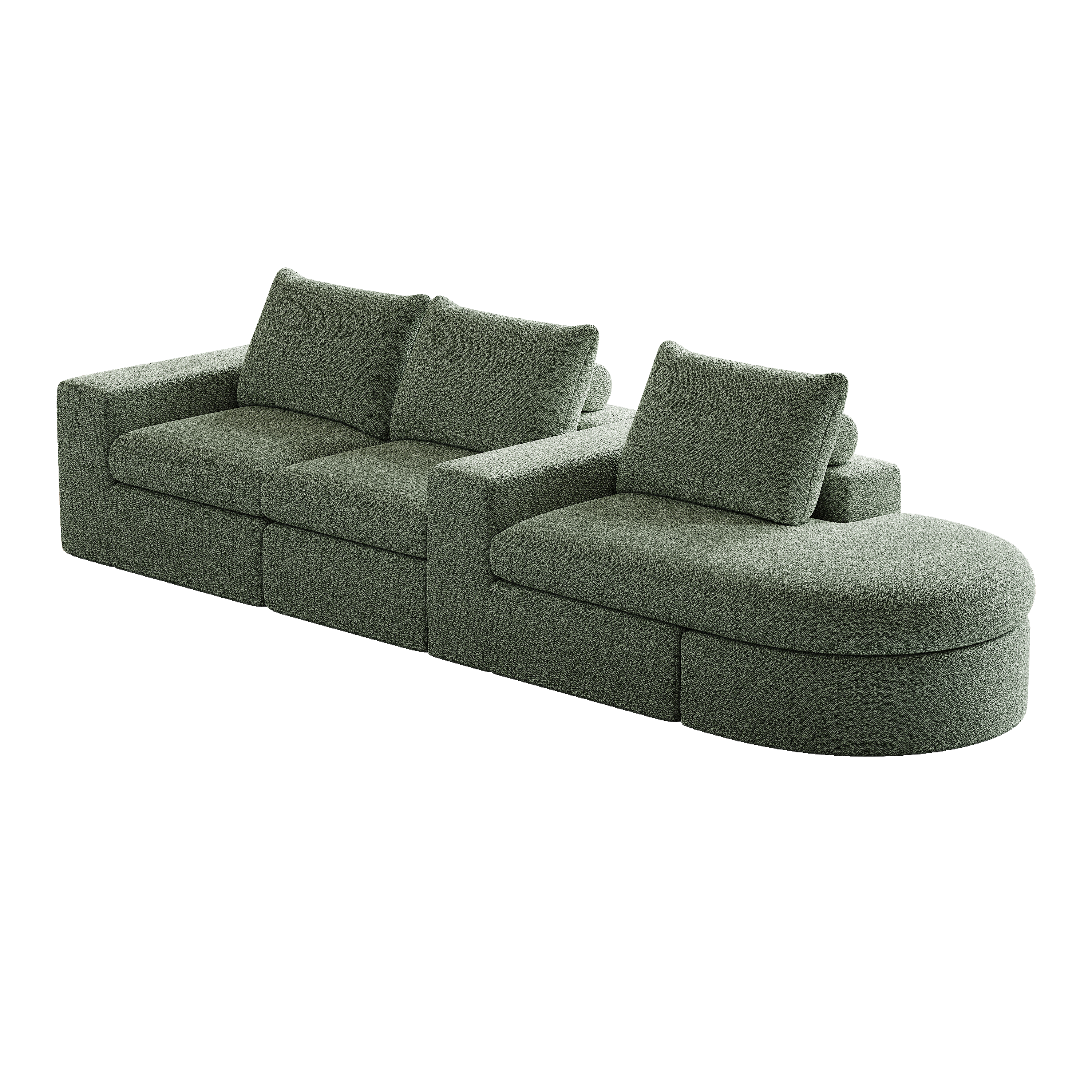 99-Inch Chenille Cloud Curved Sectional Sofa with Chaise, L-Shaped Modern Boneless Couch with Deep Seats, Chenille Sectional Sofa for Living Room and Bedroom, No Assembly Required
