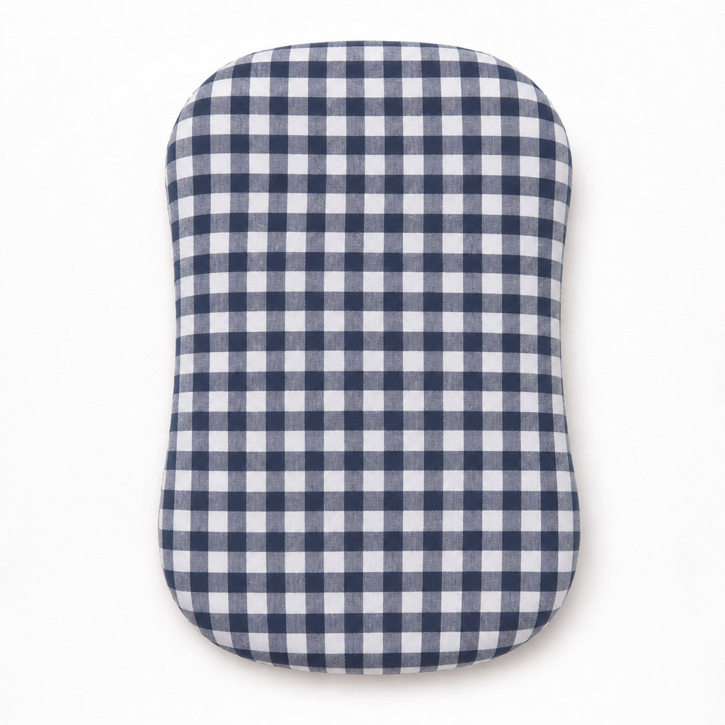 Navy Gingham Ruffle Baby Lounger Cover