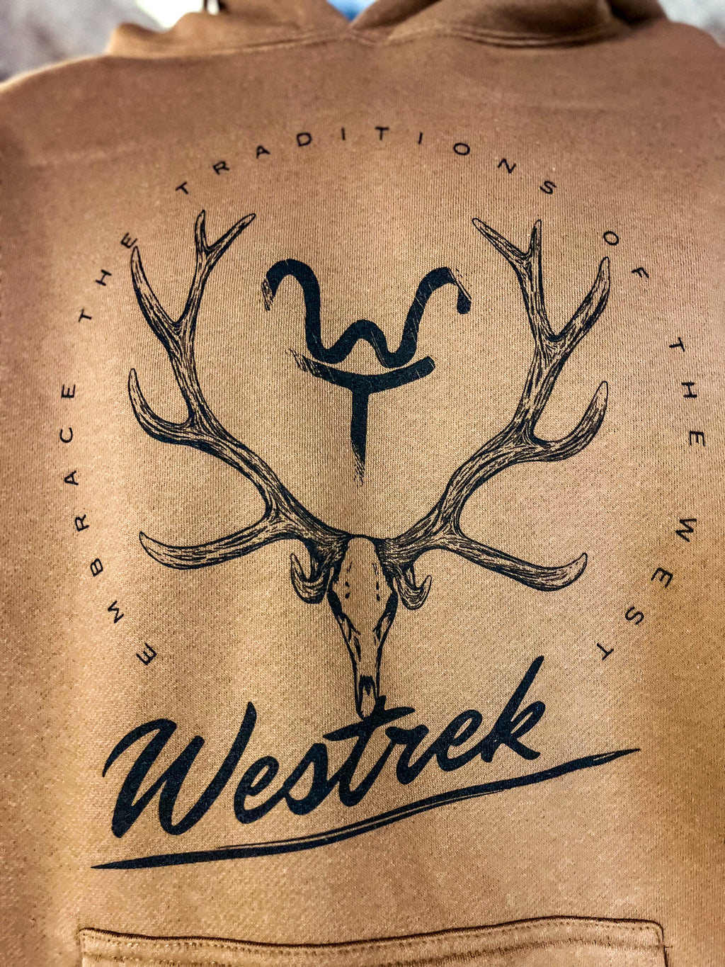Elk Skull WT Brown hoodie- Embrace Traditions