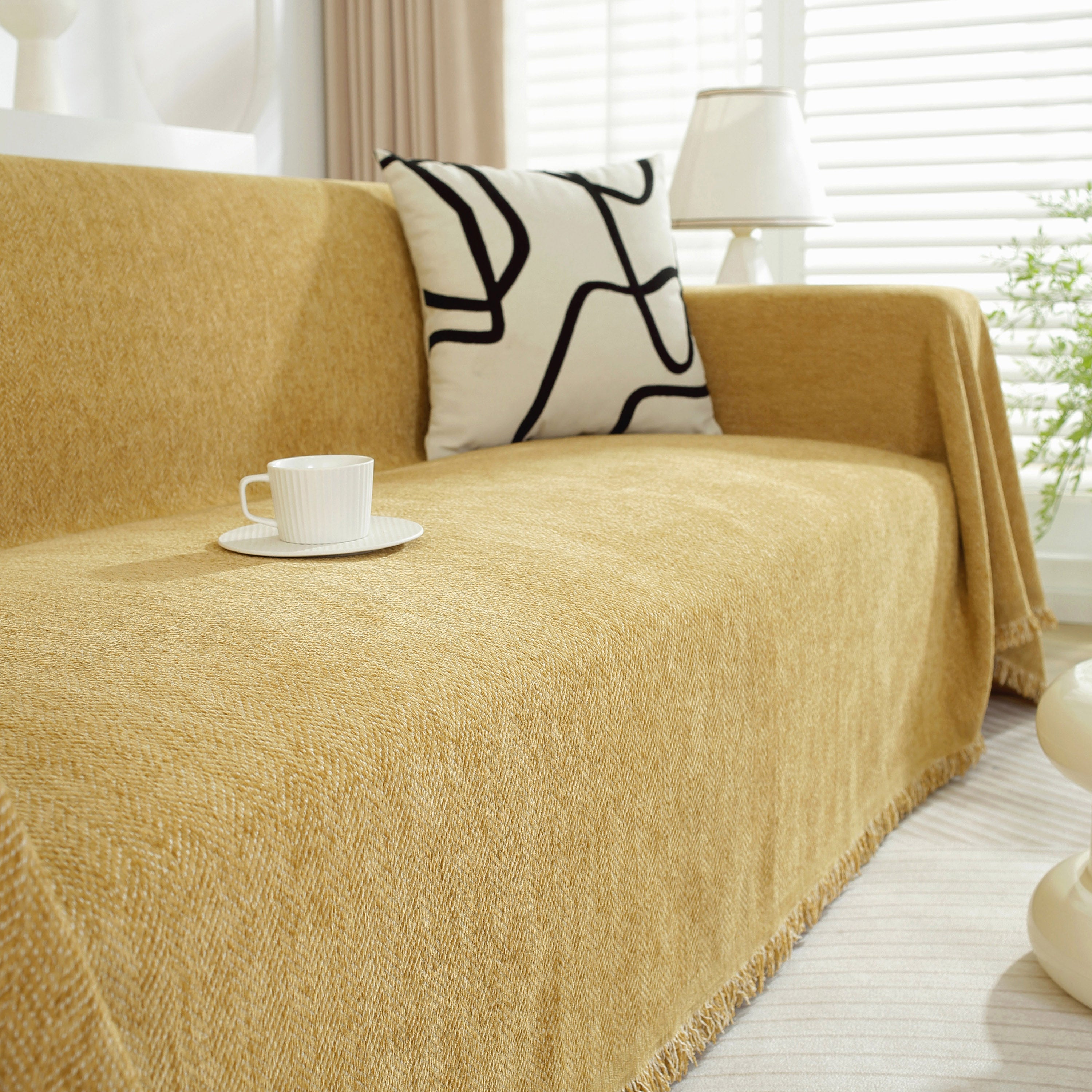 Chenille Herringbone Couch Protector Blanket, Stylish Throw Blankets for Couch and Couch Throw Cover