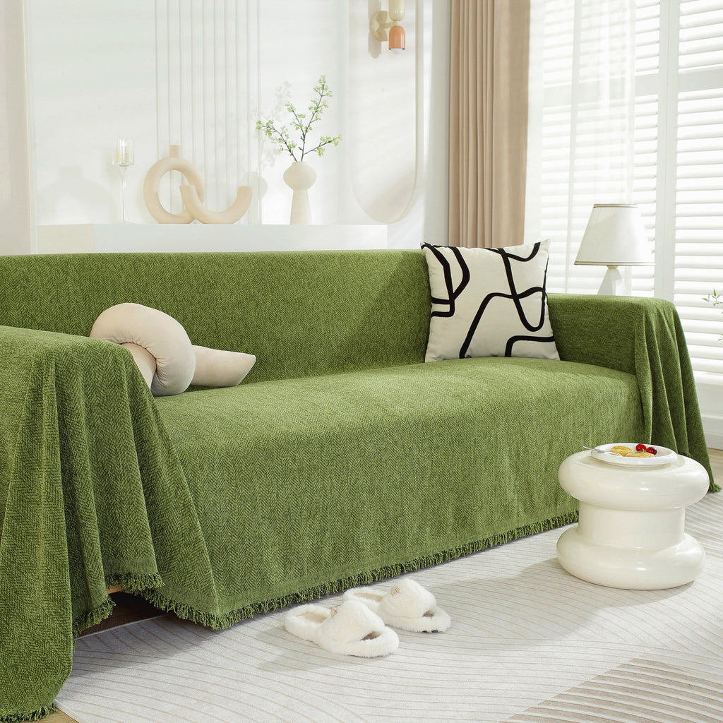 Chenille Herringbone Couch Protector Blanket, Stylish Throw Blankets for Couch and Couch Throw Cover