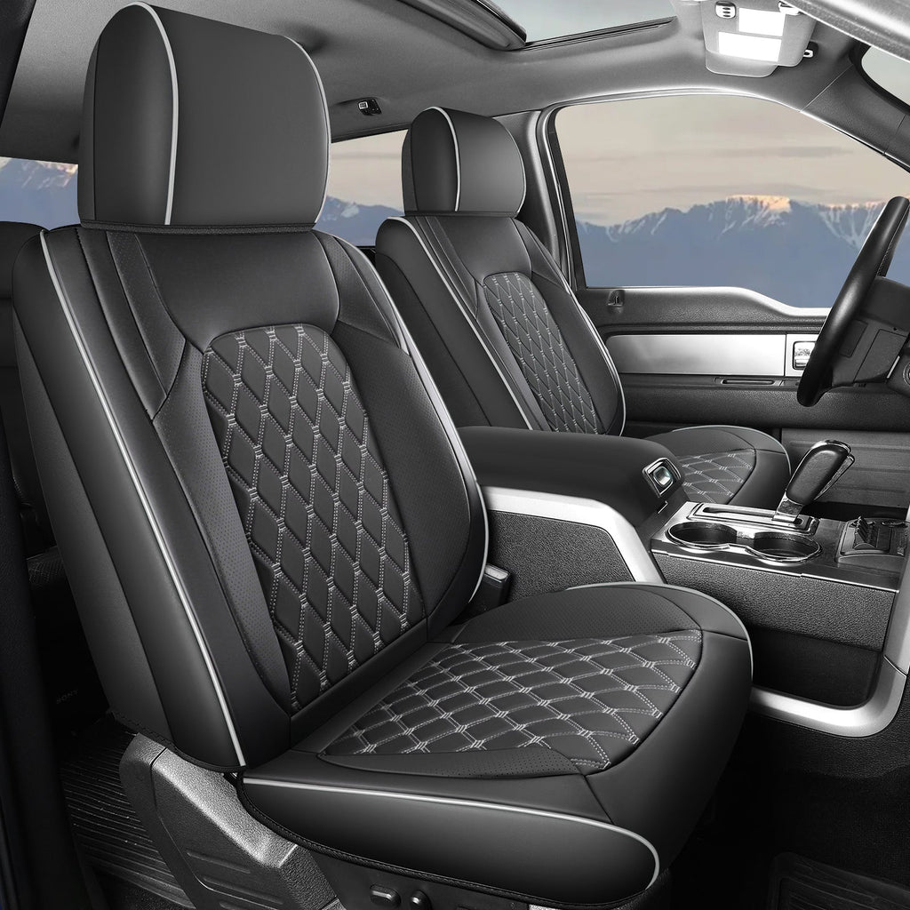 Umbrauto Seat Cover for Chevy Silverado/GMC Sierra 1500 2007-2013&2019-2026,3D Laser-Scan Custom Fit 2500/3500HD 2020-2026 Crew/Double Cab, Nappa Leather, Waterproof, Full Coverage, Airbag Compatible,Gray