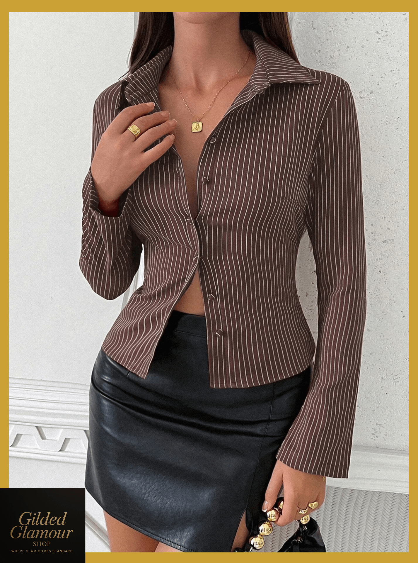 Striped Button Up Long Sleeve Shirt