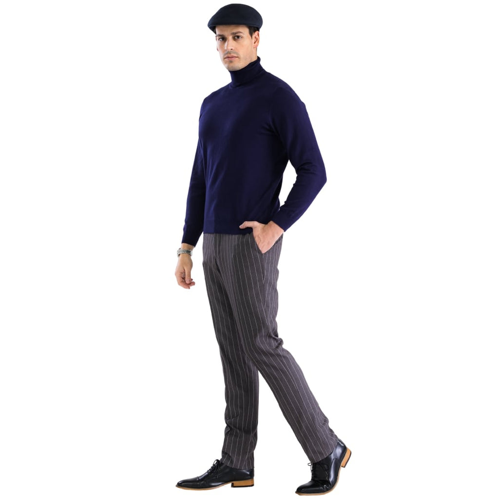 Mens Navy Pullover Turtleneck Sweater