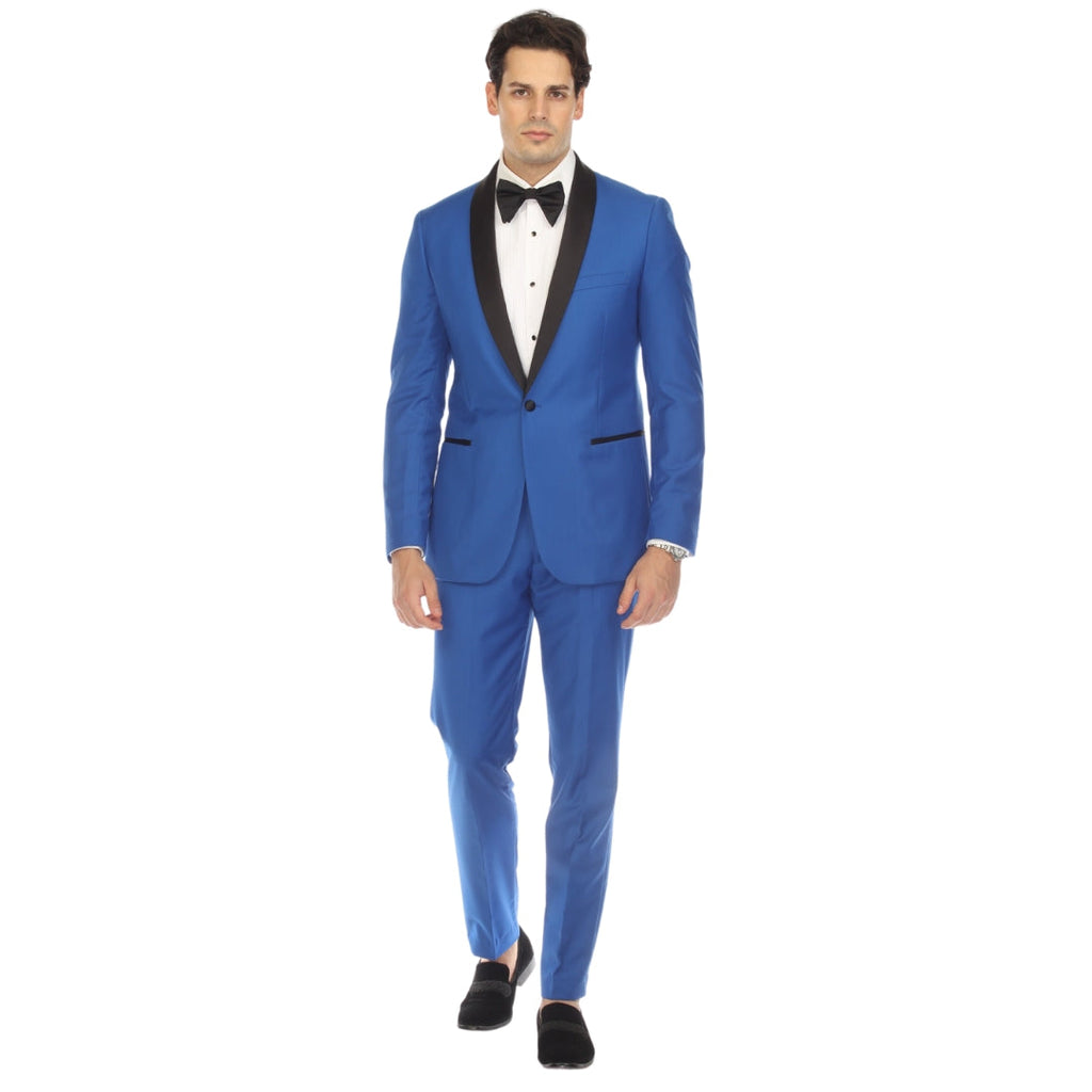 Men's Royal Blue Shawl Lapel Tuxedo – Slim Fit 2 Piece Suit | Ferrecci Reno