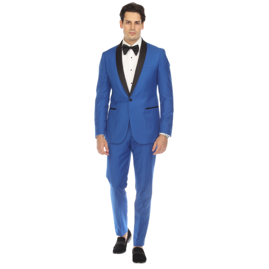 Men's Royal Blue Shawl Lapel Tuxedo – Slim Fit 2 Piece Suit | Ferrecci Reno