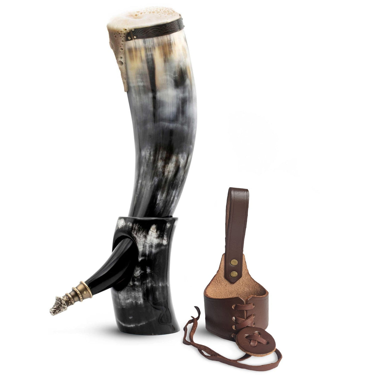 Drinking Horn Bundle with Stand & Holster