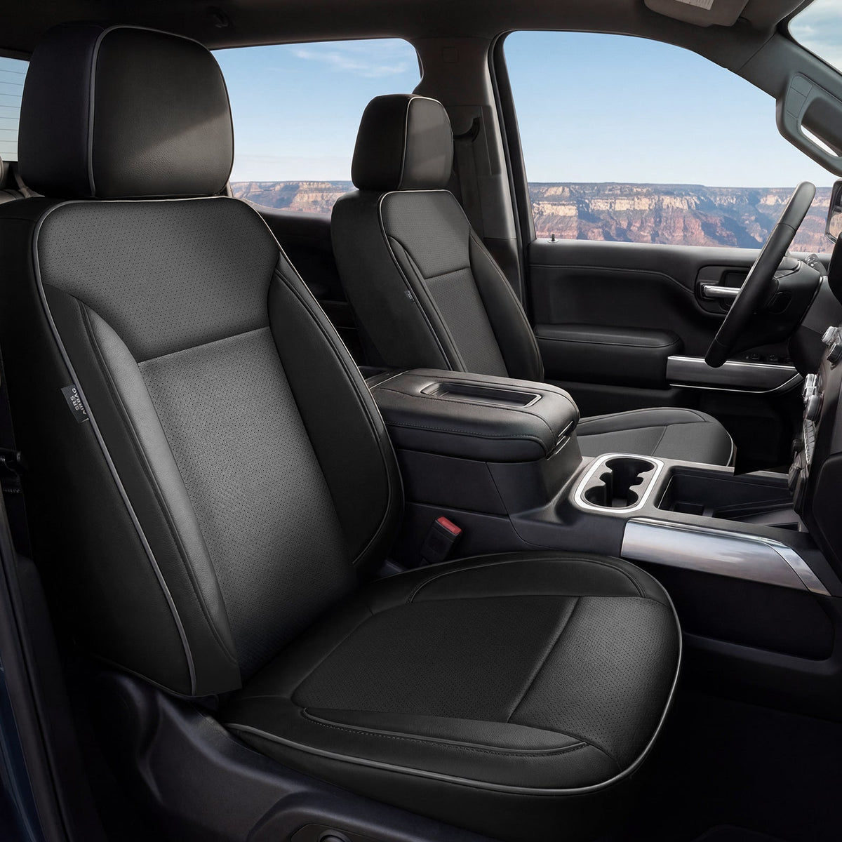 Umbrauto Custom Seat Covers for Silverado and GMC Sierra,Waterproof Nappa Leather Seatcovers for Chevy Silverado/GMC Sierra 2007-2013 & 2019-2026 1500, 2020-2026 2500HD 3500HD Crew/Double/Extended Cab