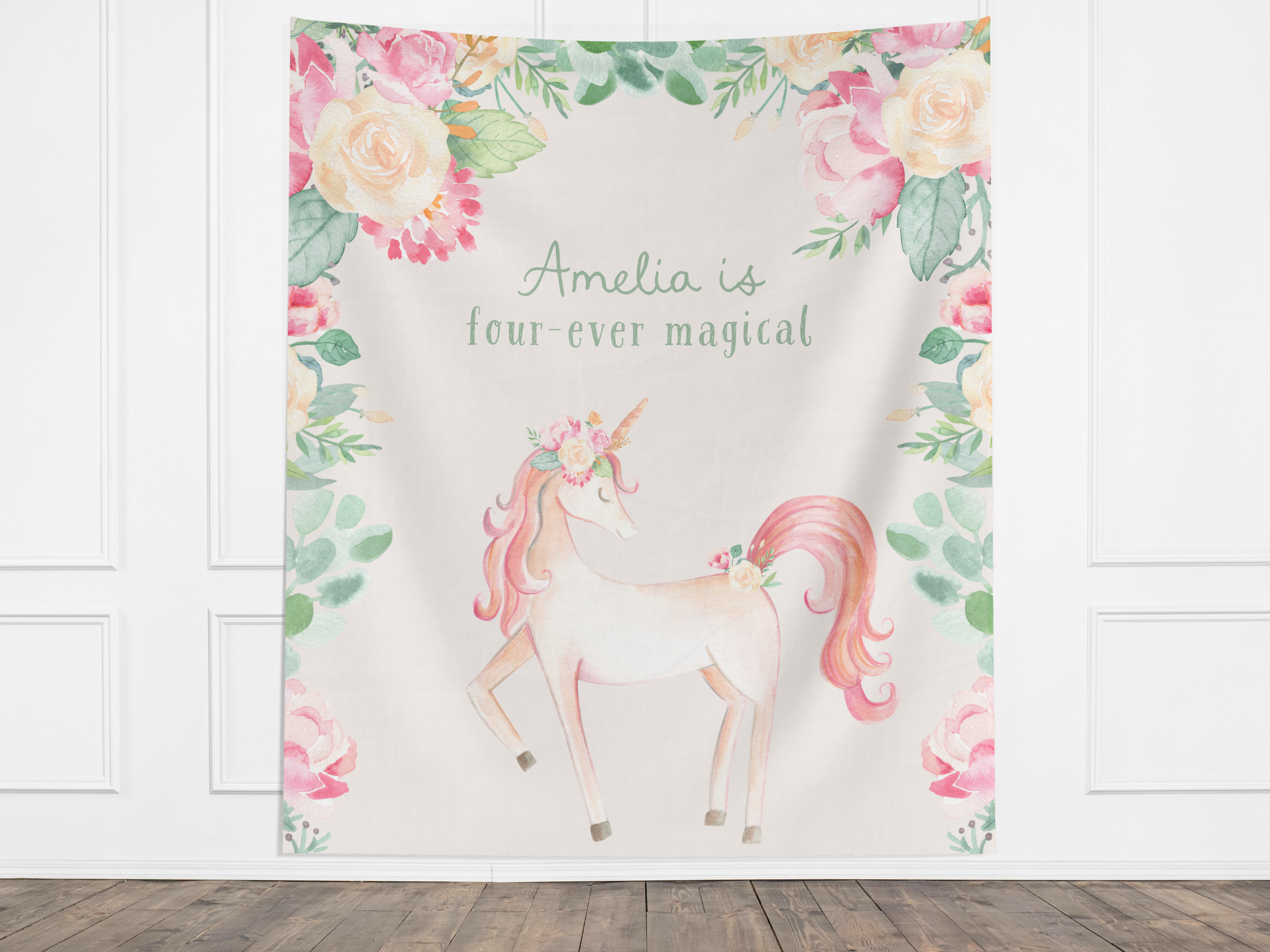 Whimsical Unicorn Birthday Custom Banner Backdrop