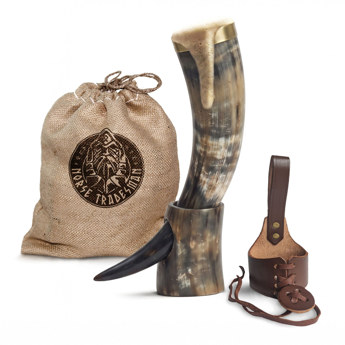 Drinking Horn Bundle with Stand & Holster