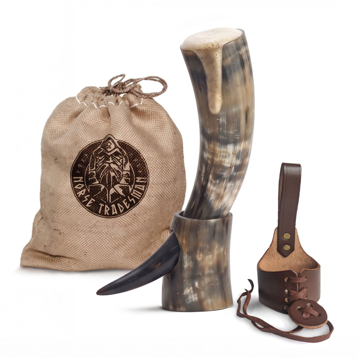 Drinking Horn Bundle with Stand & Holster