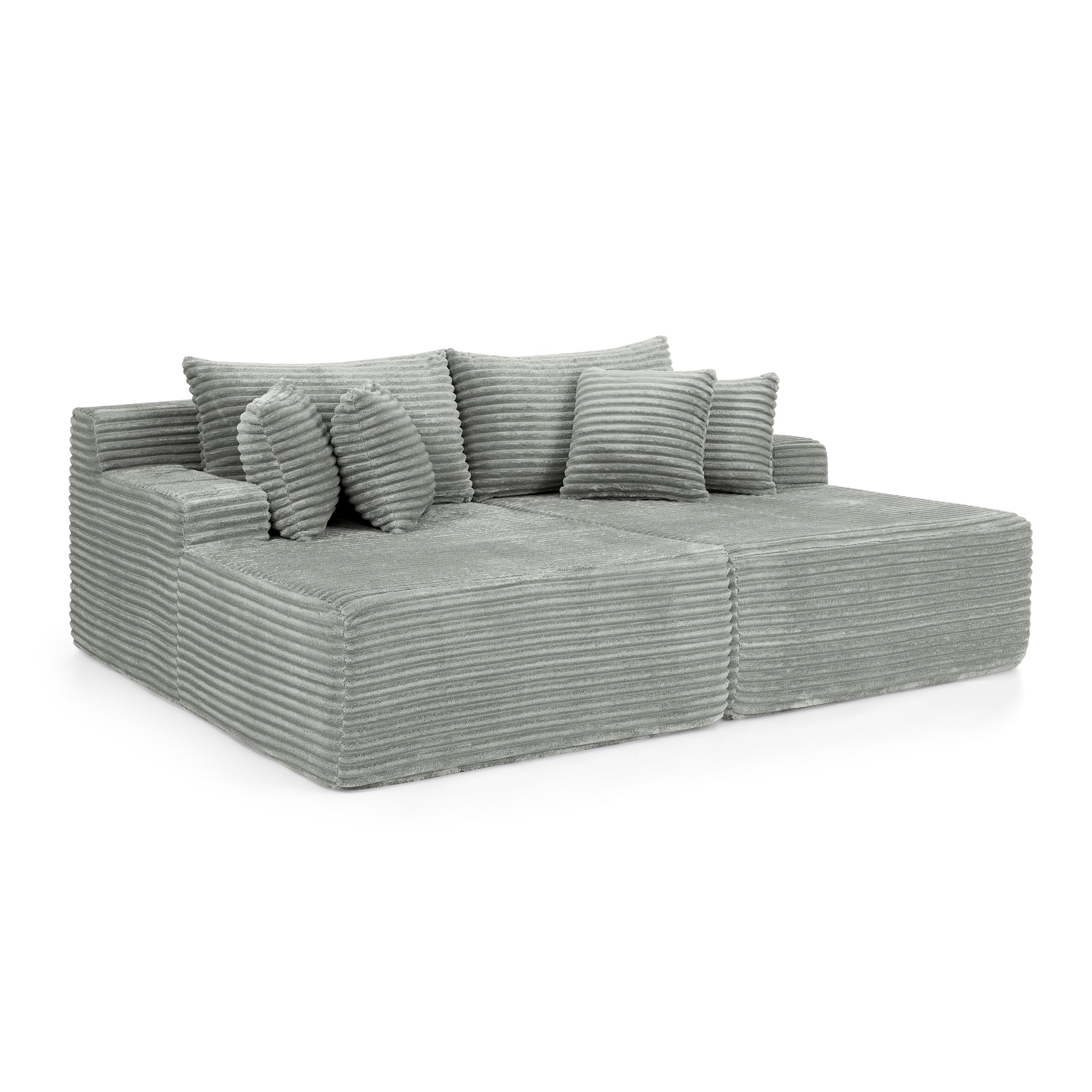 Two-seater lazy sofa lounge chair,Compressed sofa no assembly required, made of velvet fabric, fluffy modern lounge chair, used for indoor living rooms and bedrooms-Gray