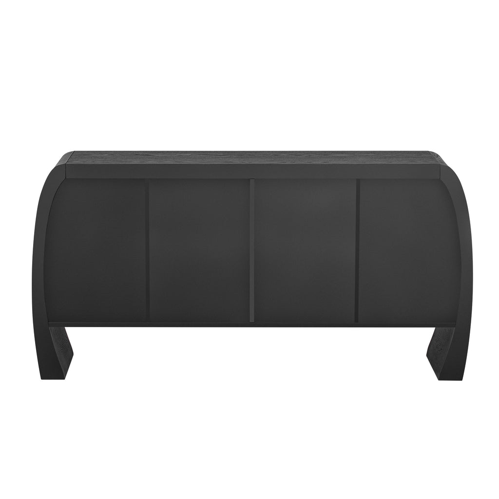 U-Style Four-Door Ash Veneer Storage Cabinet with Curved Legs, Perfectly Suited for Hallways, Entrances, and Living Rooms