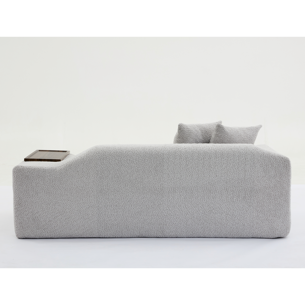 [NEW ARRIVED] [VIDEO PROVIDED]2 Piece Boucle Cloud Sofa Set, Upholstered Sofa Set, Modern 3 Seater and 2 Seater Sofa  with MDF End Table for Living Room ,Apartment,3+2 couch,Boucle, Light Gray