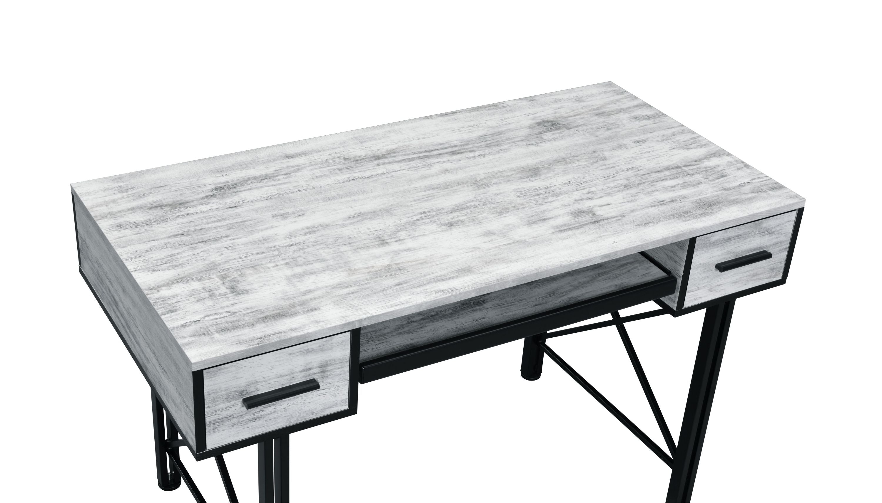 Settea Antique White & Black Finish Computer Desk