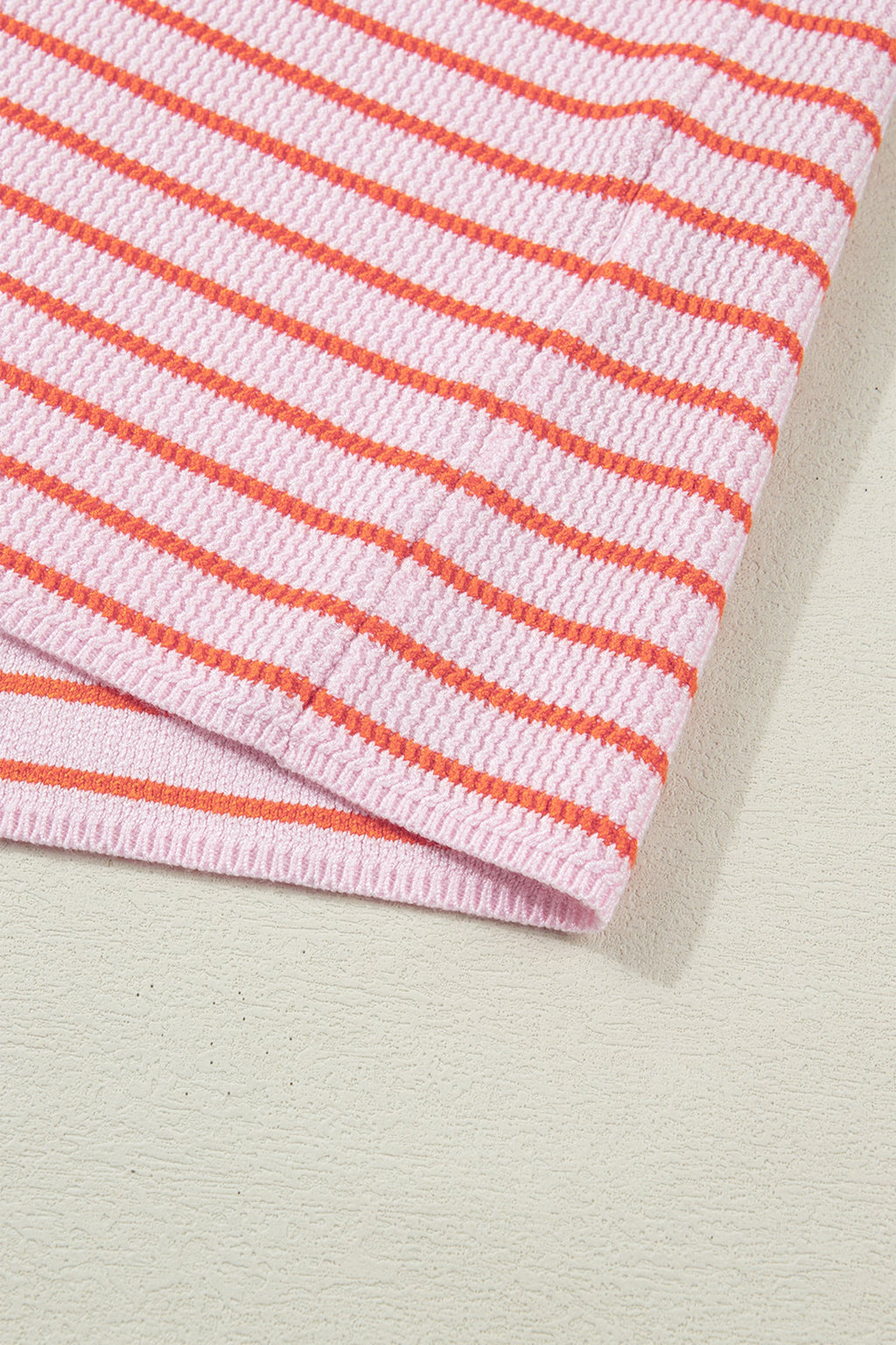 Stripe Textured Knit Sleeveless Sweater Top