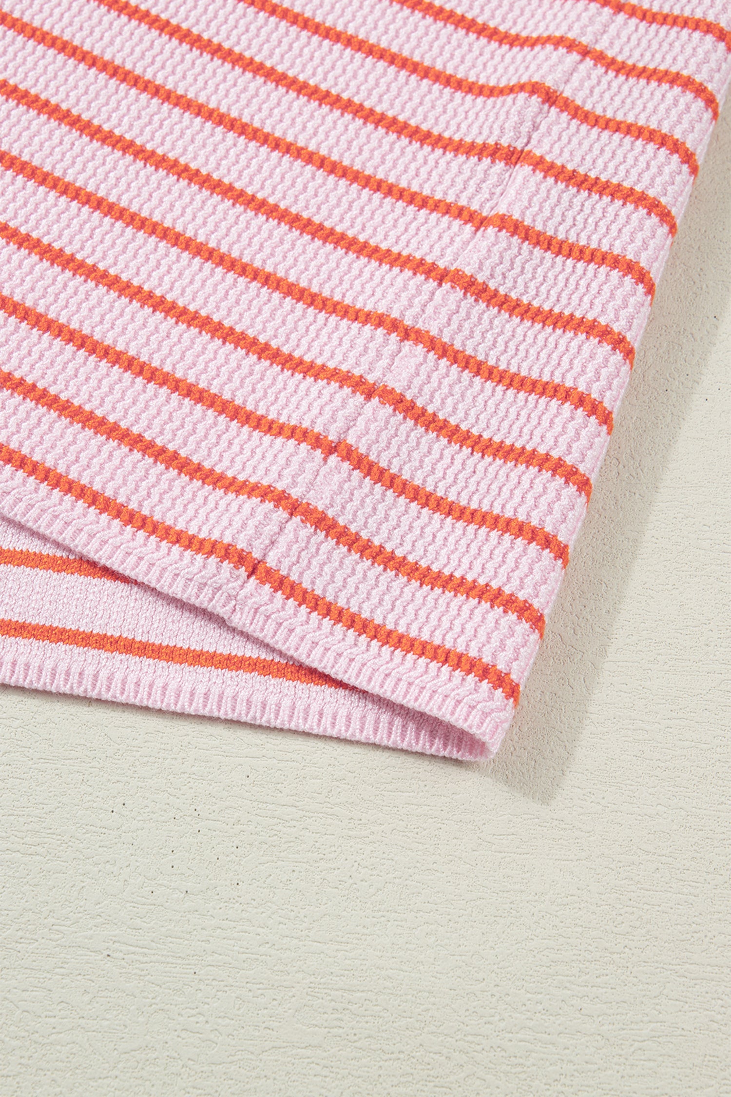 Stripe Textured Knit Sleeveless Sweater Top