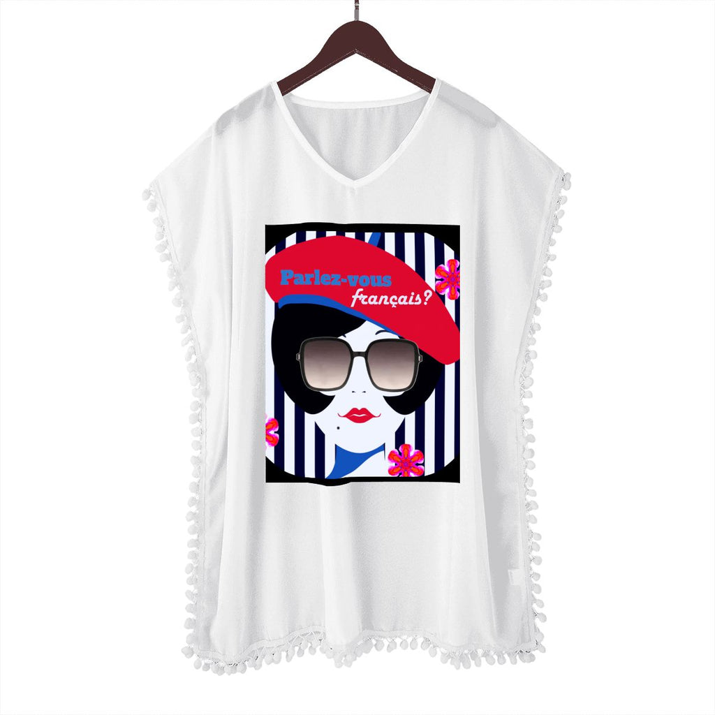 Women's Parlez-vous Francais French Girl Chiffon Beach Coverup (Made in USA)